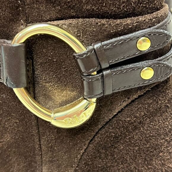 Lauren Ralph Lauren Myla Saude Leather Boots Size 8 B19B - Picture 2 of 8